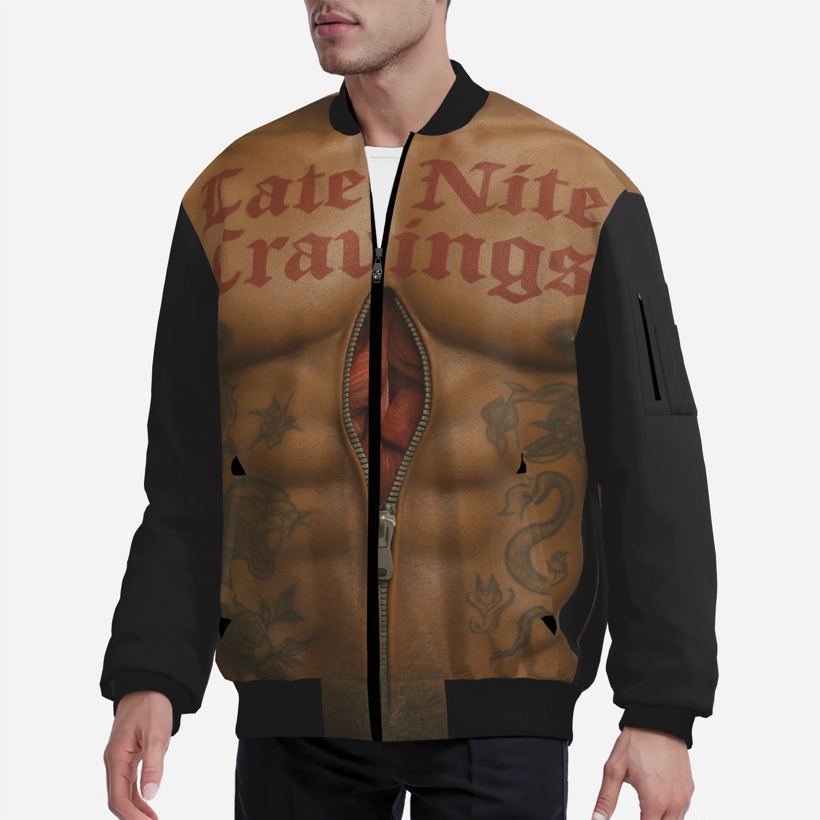 #L8NC - Bare Chest Inked Bomber