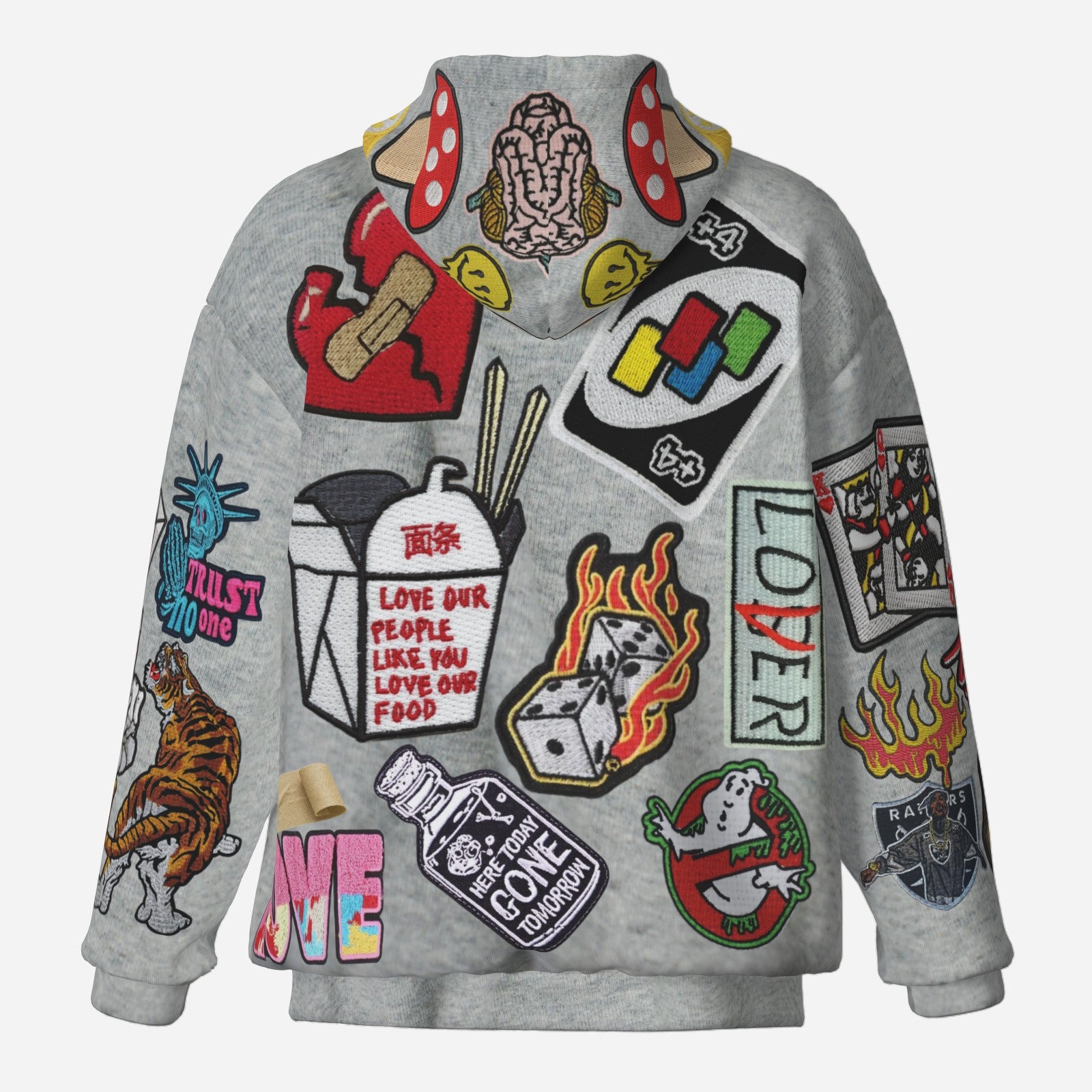 #L8NC - Patch Me Up Heather Grey Pullover