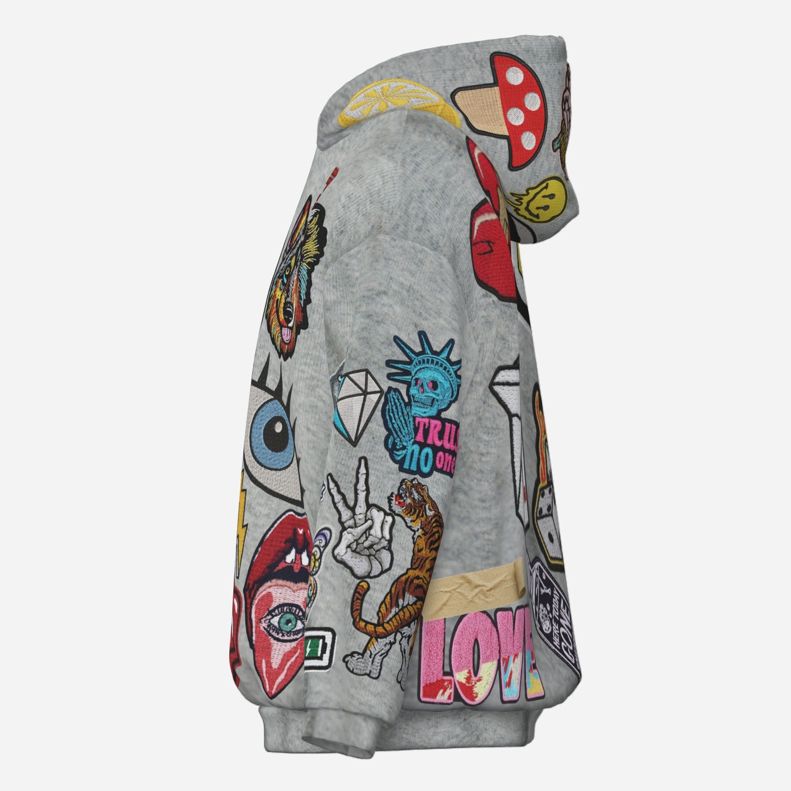 #L8NC - Patch Me Up Heather Grey Pullover