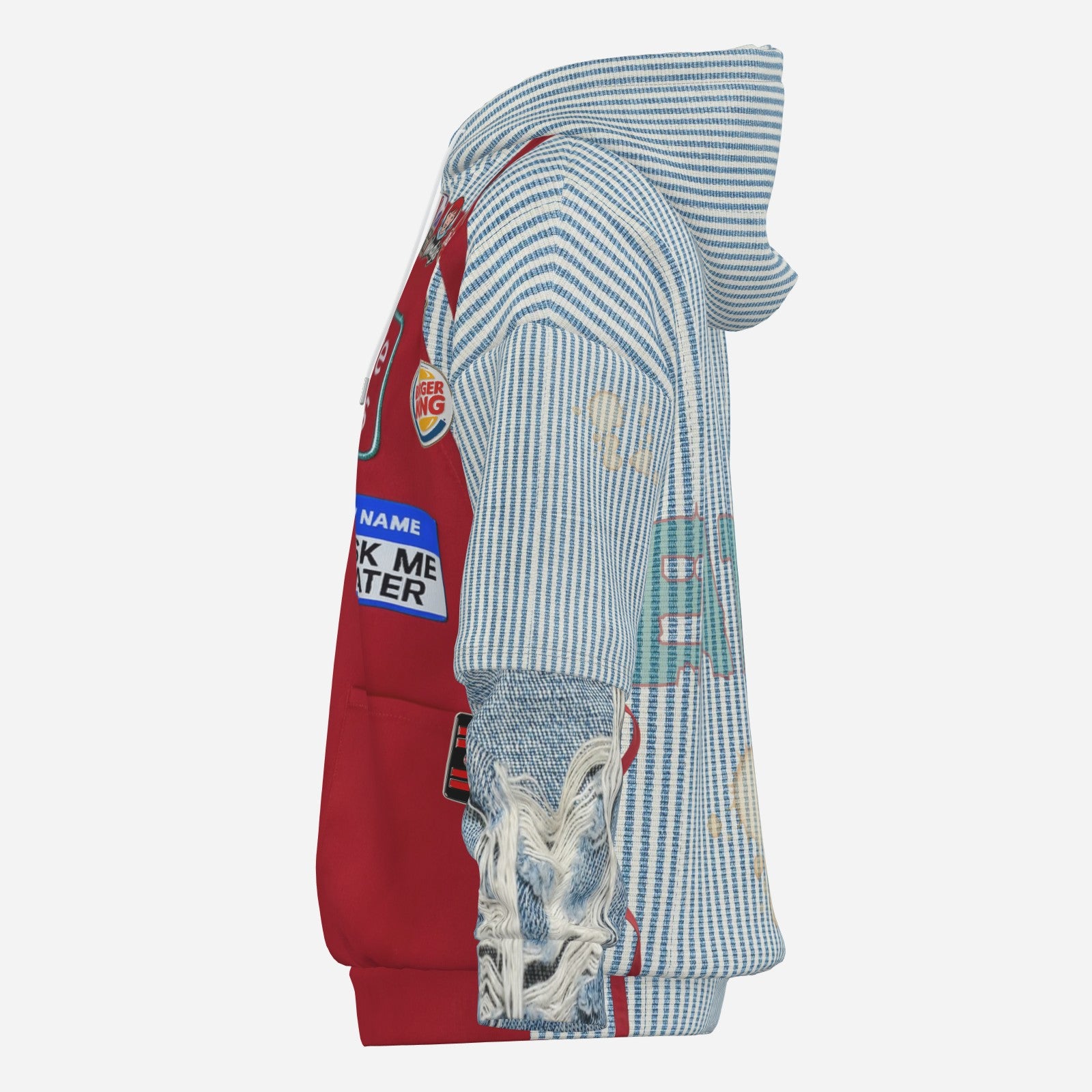 #L8NC - Want Fries With That Patchwork Pullover Hoodie