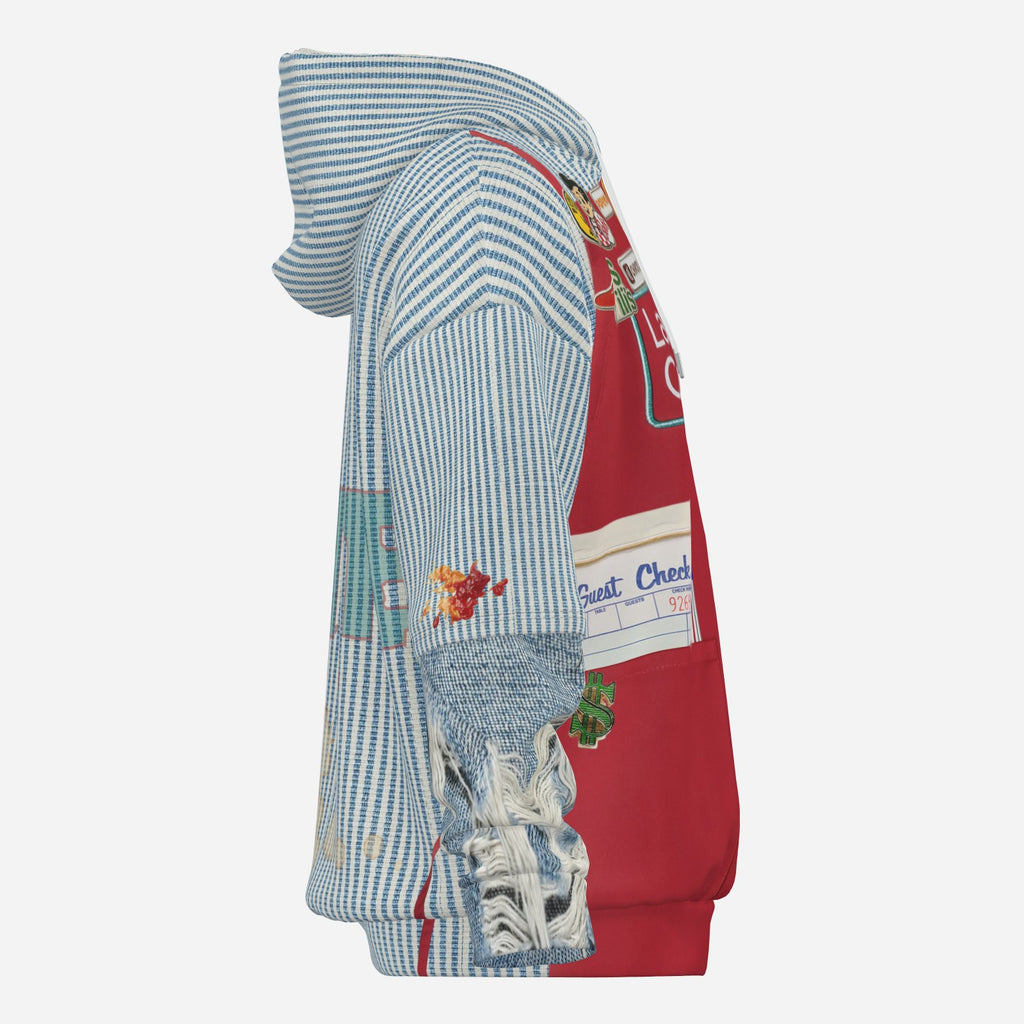 #L8NC - Want Fries With That Patchwork Pullover Hoodie