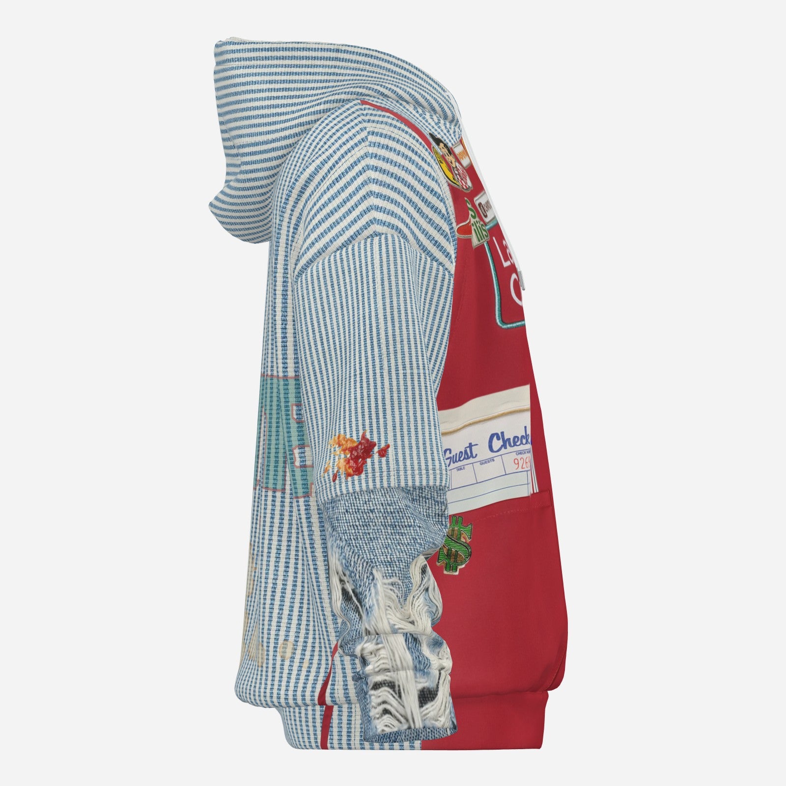 #L8NC - Want Fries With That Patchwork Pullover Hoodie
