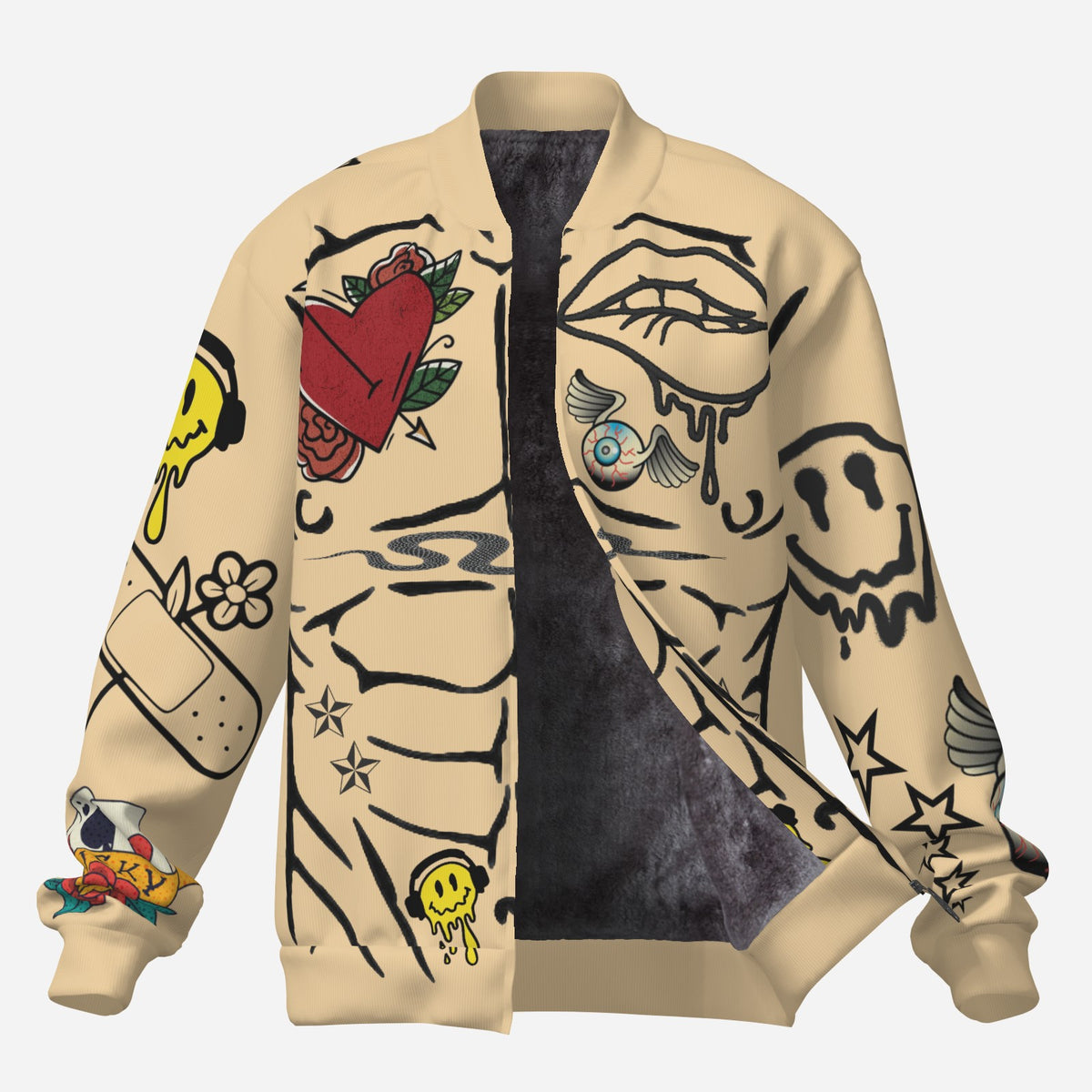 #L8NC - Second Skin Fleece – Vanilla Tattoo Torso Track Jacket