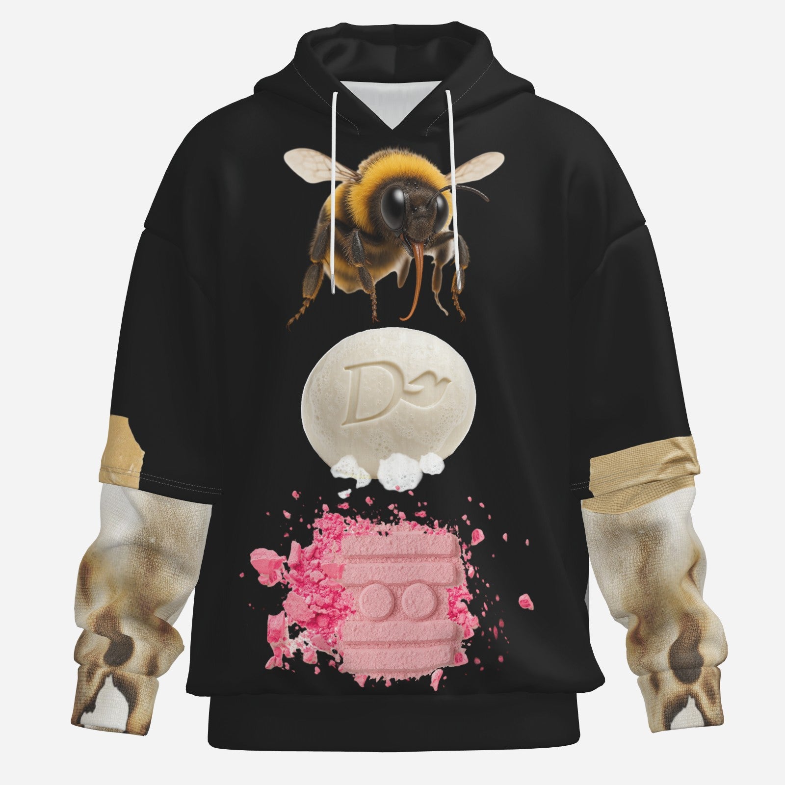 #L8NC - BeeDE Patchwork Pullover Hoodie