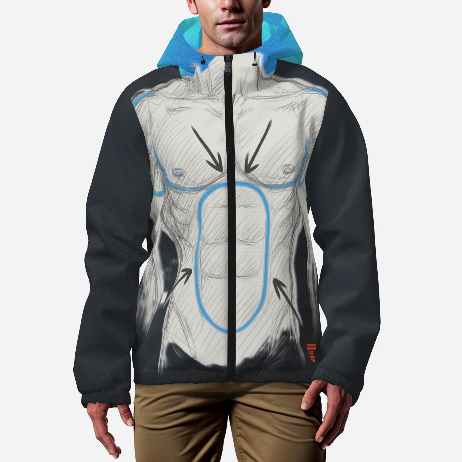 #L8NC - Mens Blueprint Torso Body Windbreaker