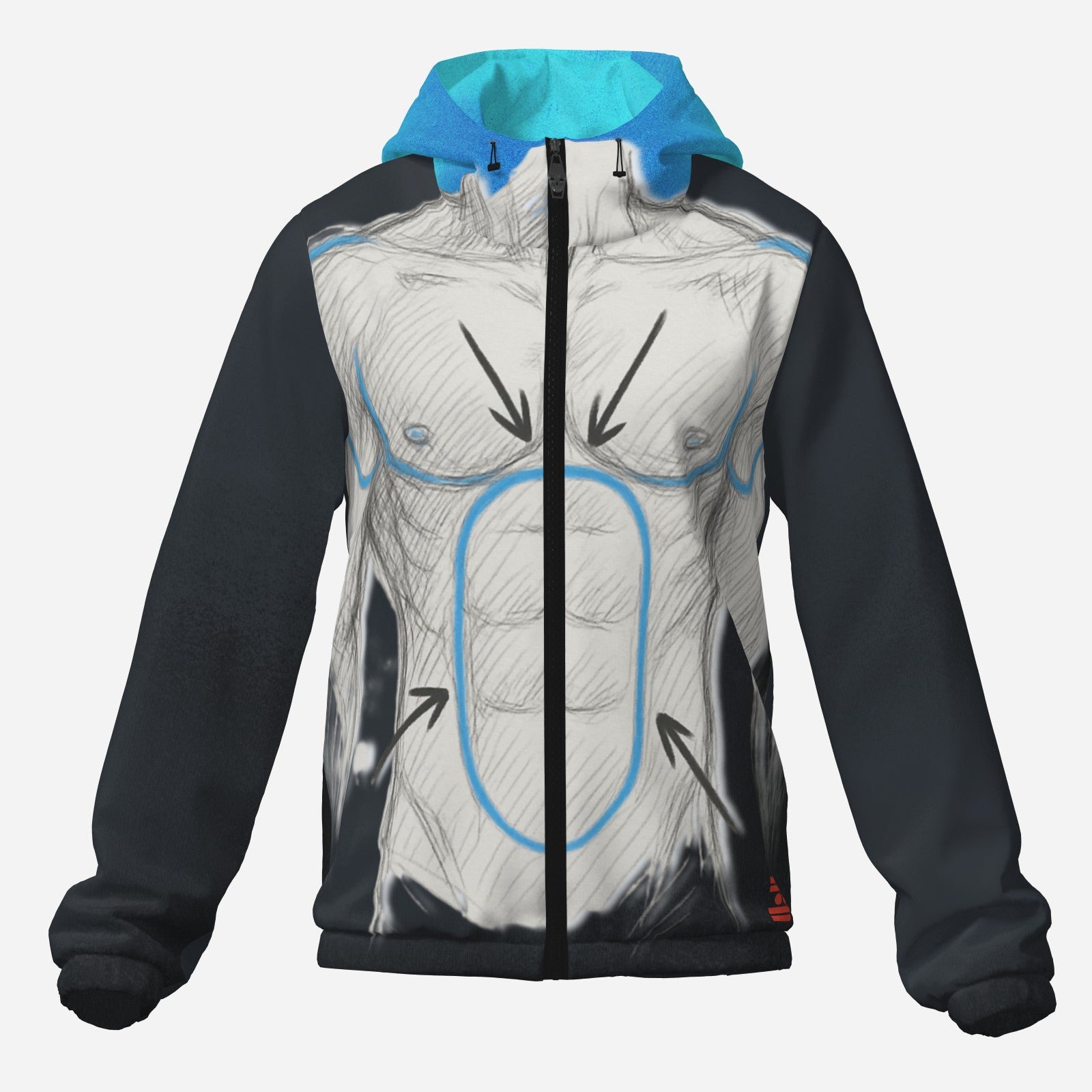 #L8NC - Mens Blueprint Torso Body Windbreaker
