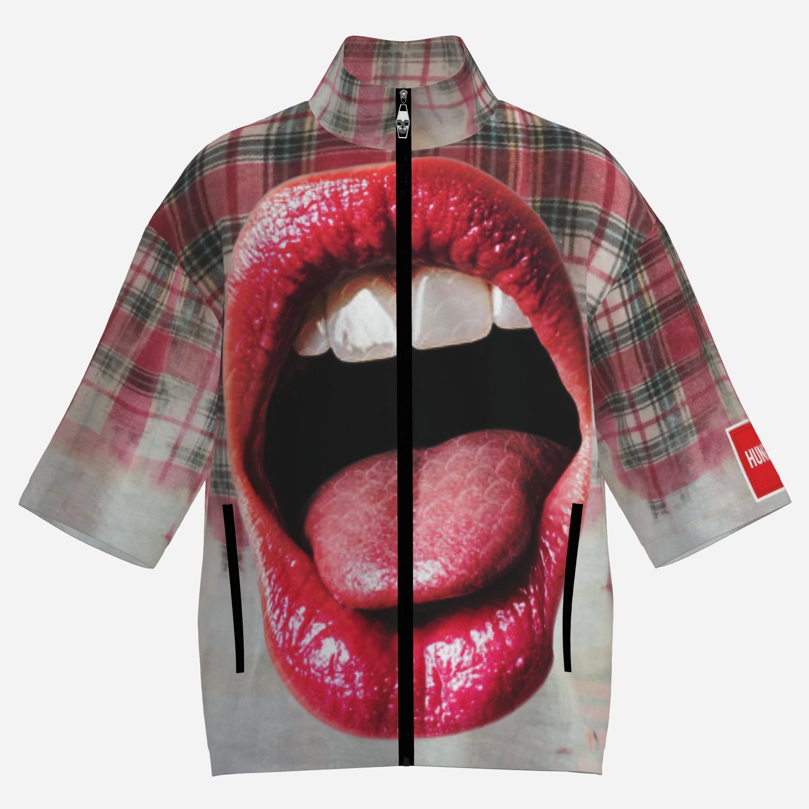 #L8NC - Hungry Mouth Plaid Zip Up