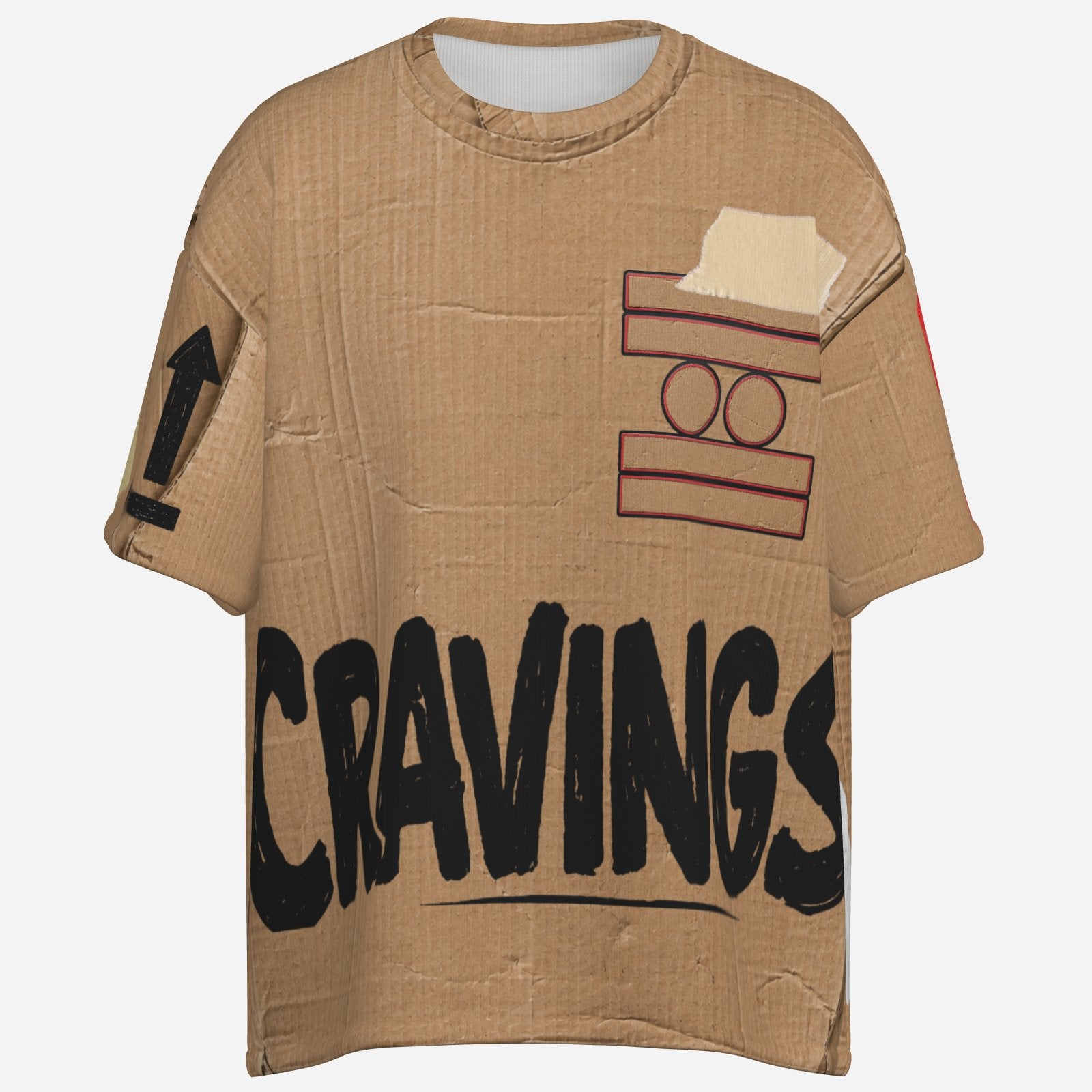 #L8NC - Fragile Cravings Drop Shoulder T-Shirt | Men’s Oversized Tan Streetwear Tee