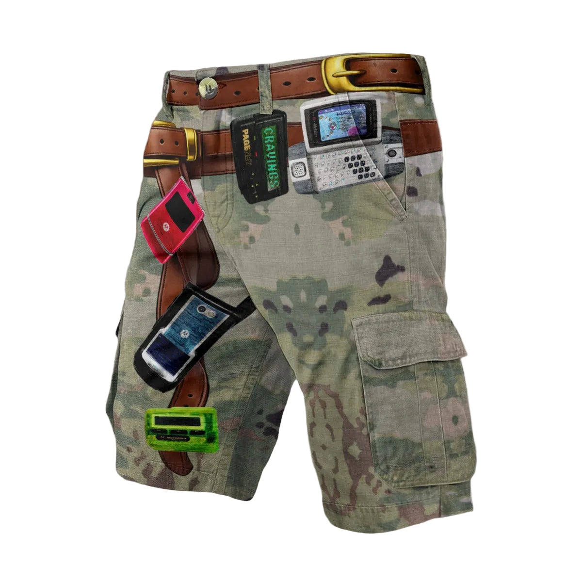 #L8NC - Tech Y2k Men’s Cargo Shorts | Retro Graphic Camo Shorts
