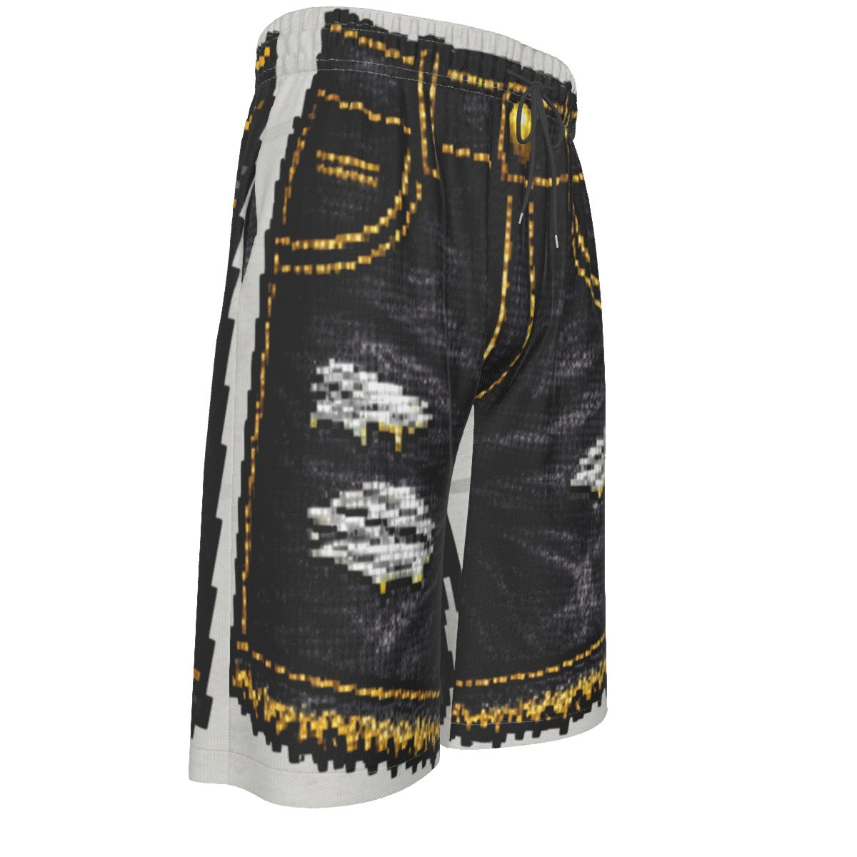 #L8NC - Pixel Denim Illusion Long Shorts BLK