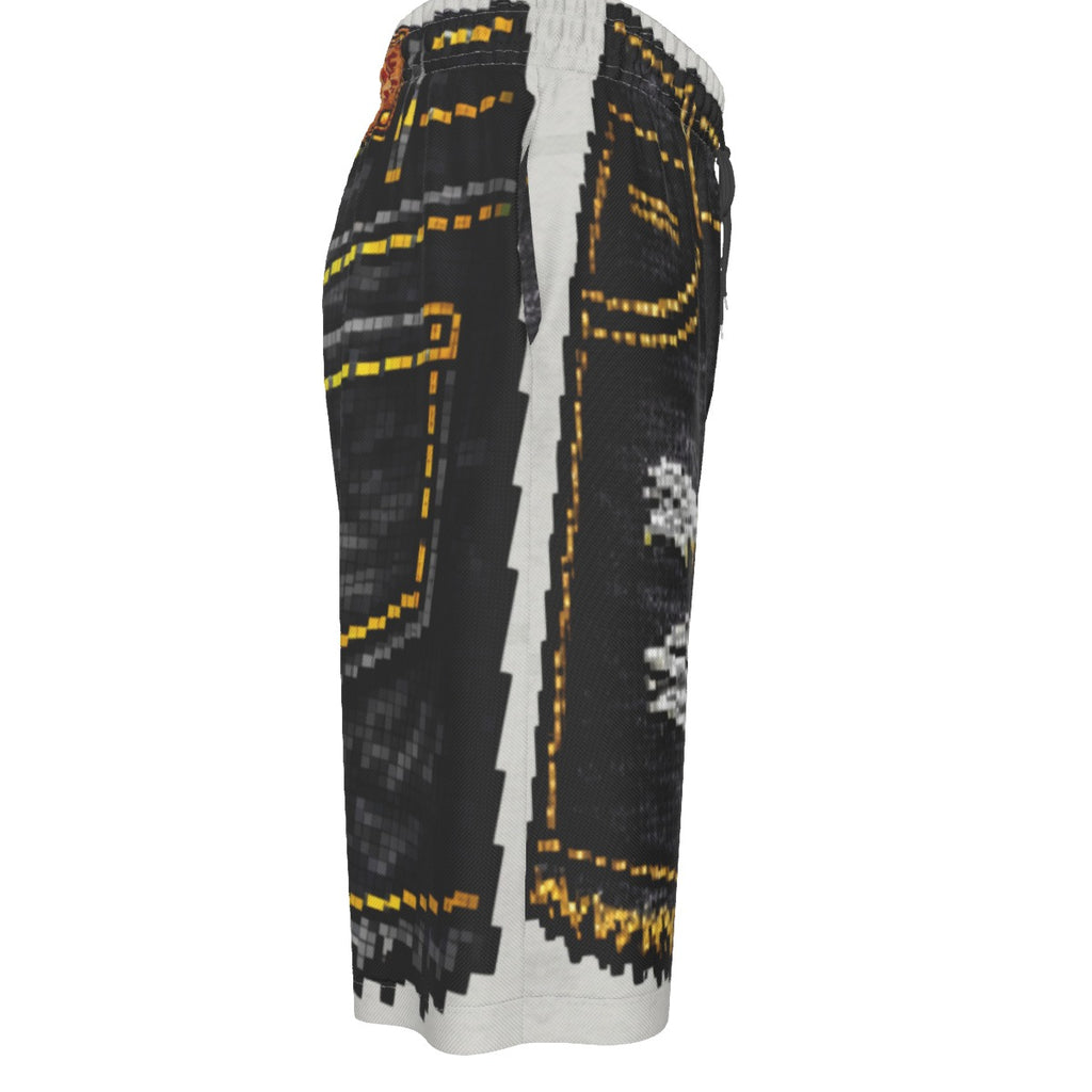 #L8NC - Pixel Denim Illusion Long Shorts BLK