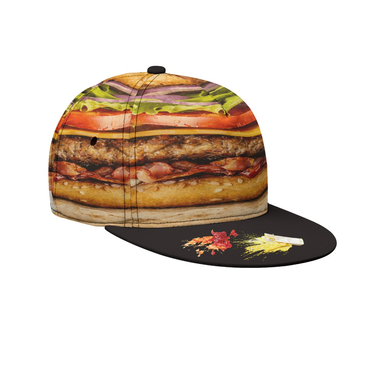 #L8NC - Hamburger Flat-Brim Baseball Cap