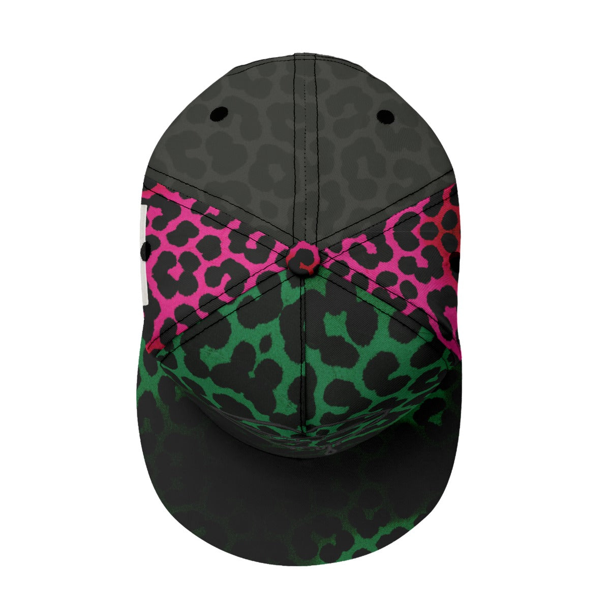 #L8NC - Leopard Grid Flat-Brim Baseball Cap