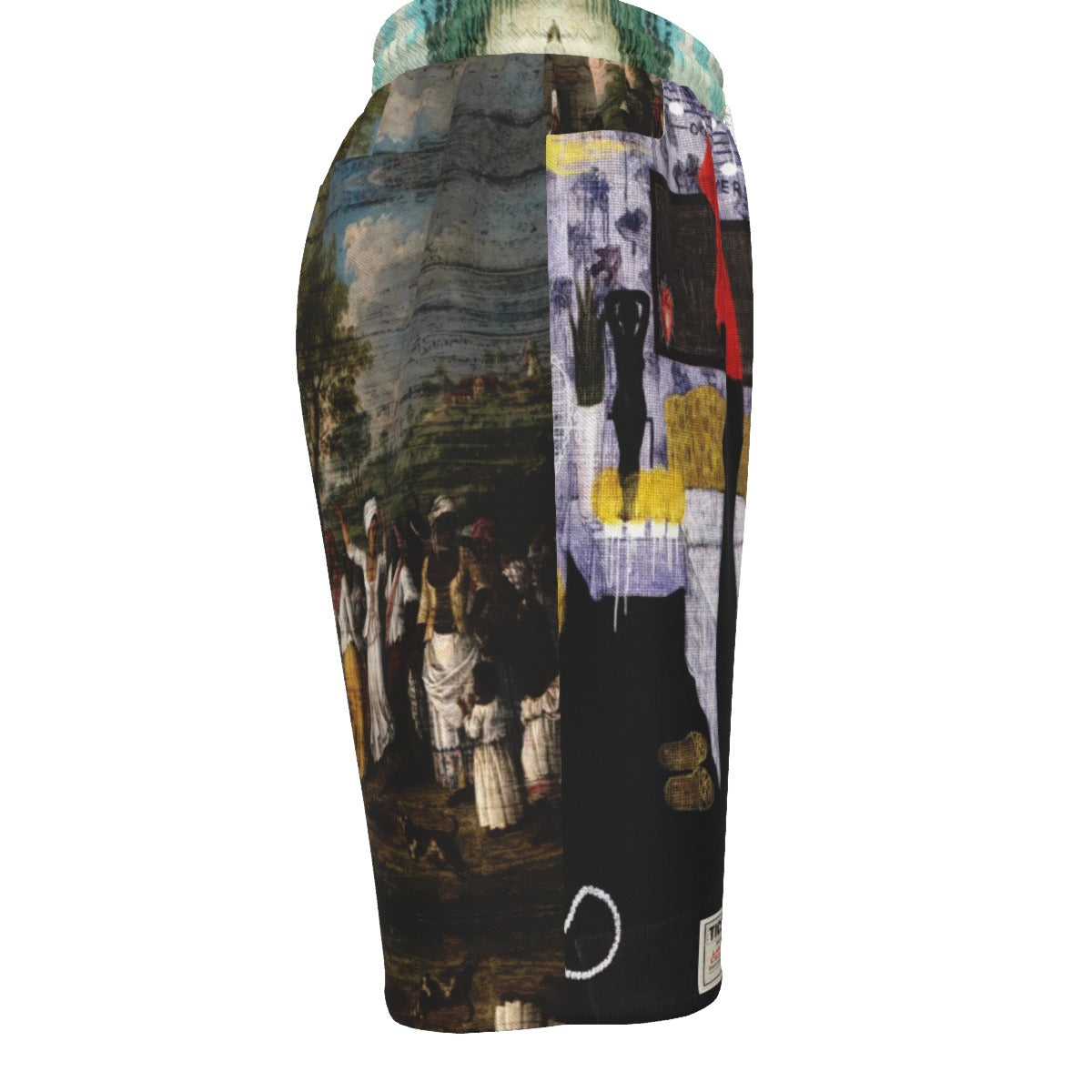 #L8NC - Classically Black Black Art Drawstring Shorts | Mens Graphic Relaxed Fit Shorts
