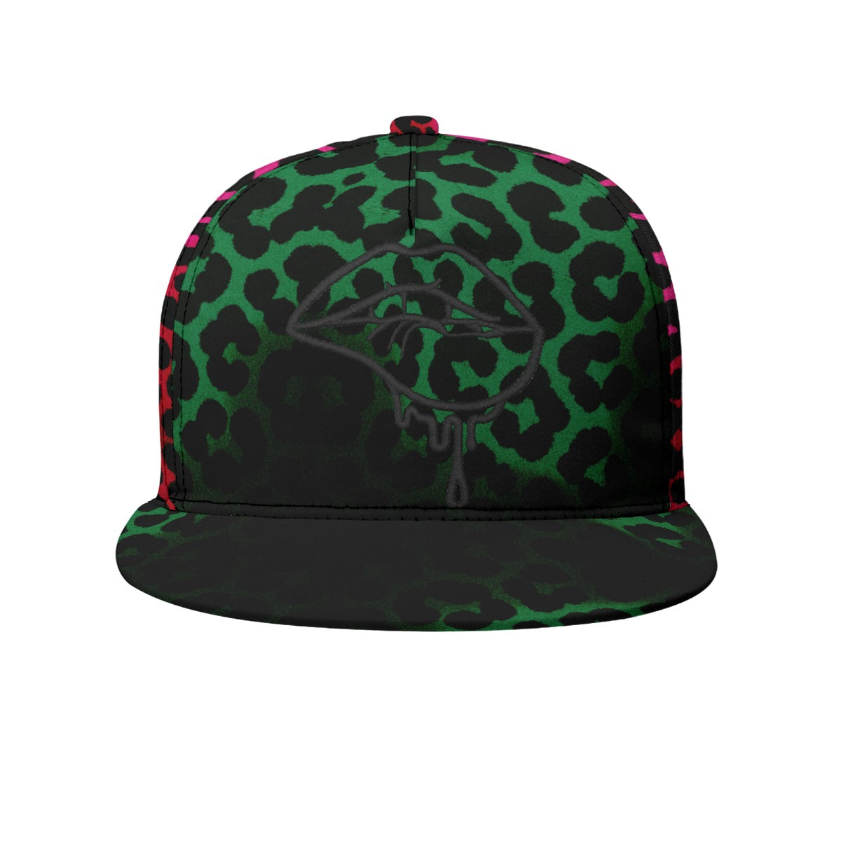 #L8NC - Leopard Grid Flat-Brim Baseball Cap