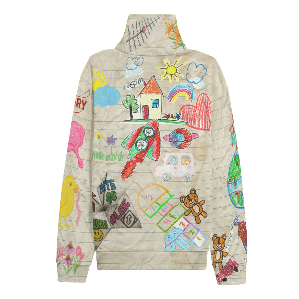 #L8NC - Lets Doodle Unisex Turtleneck Knitted Fleece Sweater