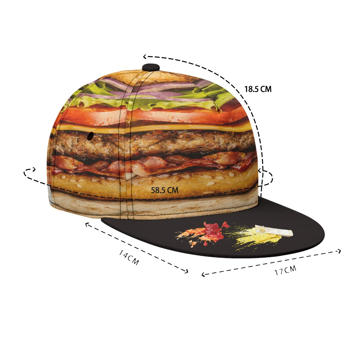 #L8NC - Hamburger Flat-Brim Baseball Cap