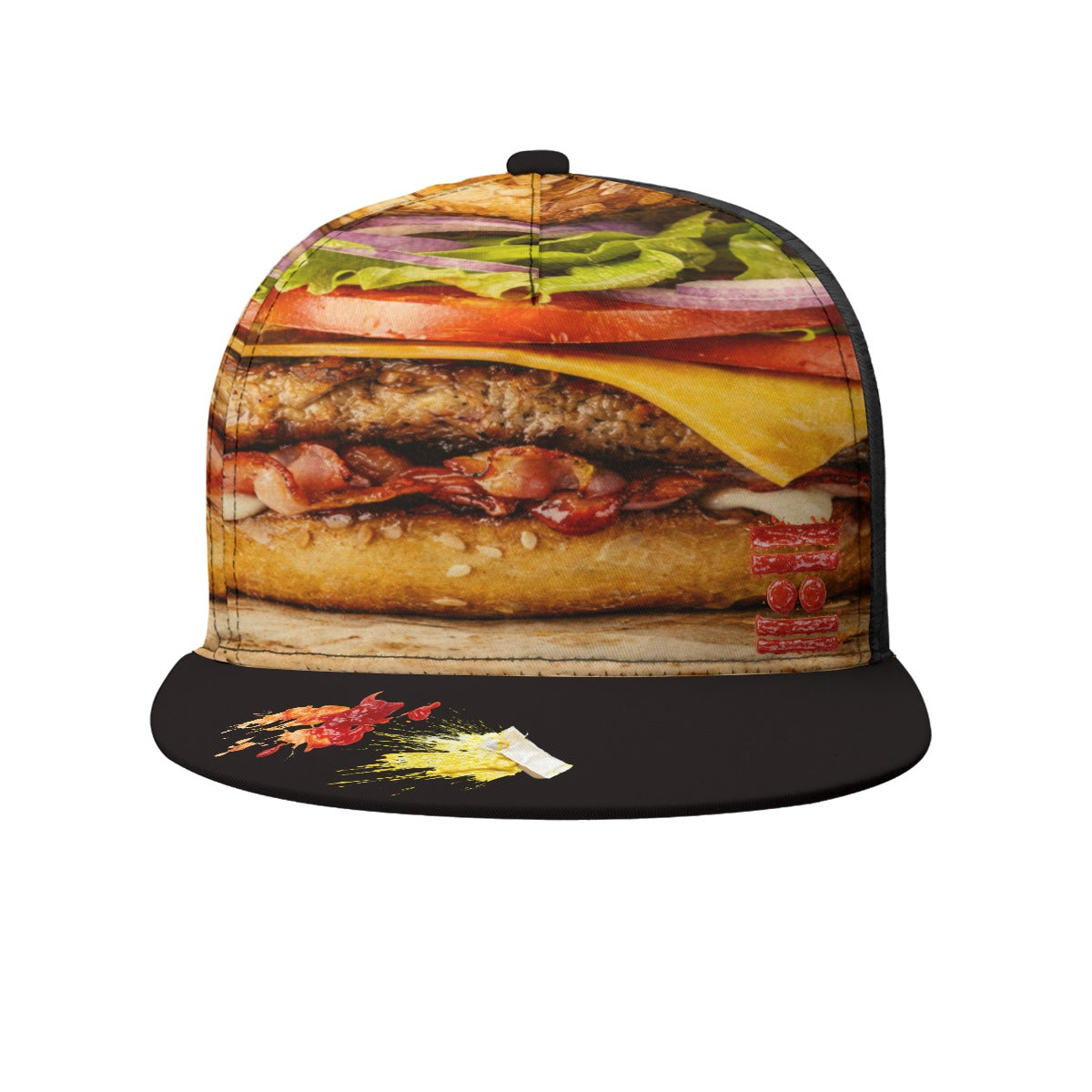 #L8NC - Hamburger Flat-Brim Baseball Cap