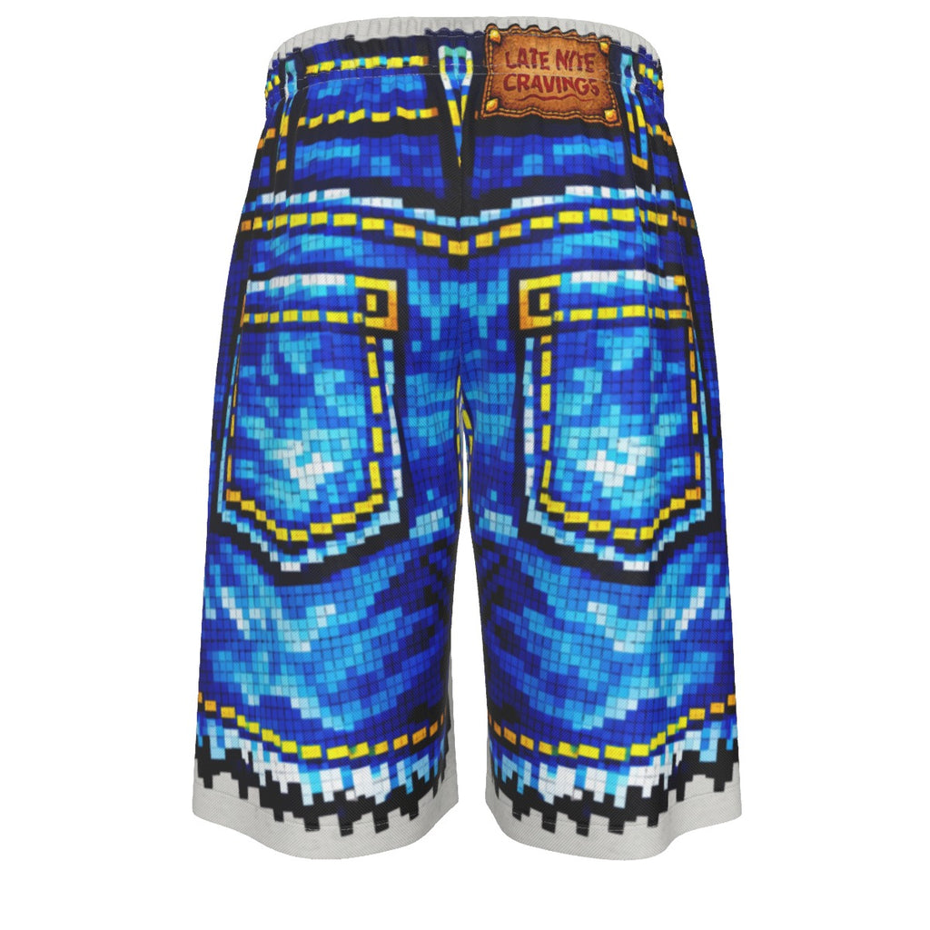#L8NC - Pixel Denim Illusion Long Shorts