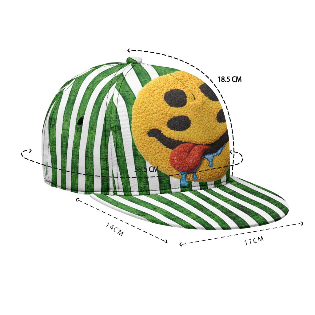 #L8NC - Happy Dazed Flat-Brim Baseball Cap | Green & White Streetwear Hat