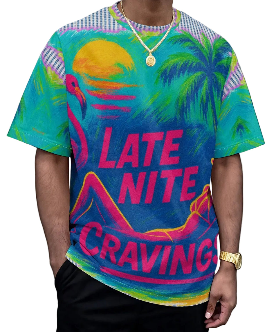 #L8NC - Neon Tropic Drop-shoulder T-shirt