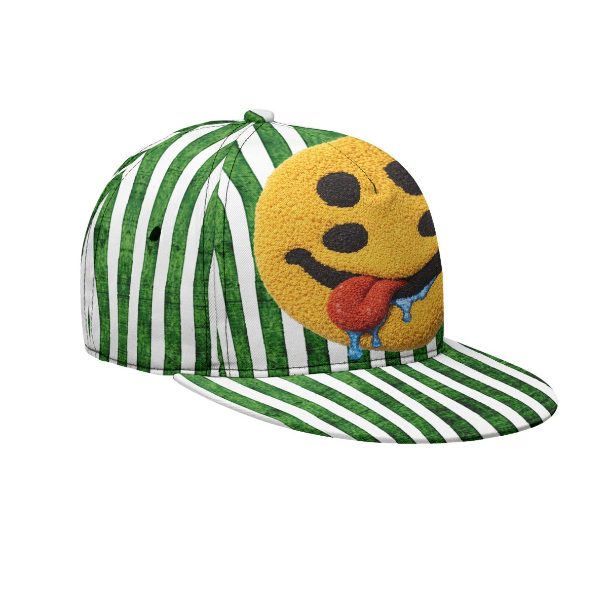 #L8NC - Happy Dazed Flat-Brim Baseball Cap | Green & White Streetwear Hat