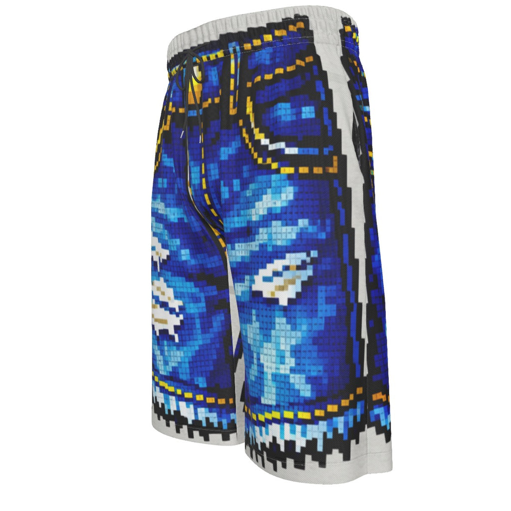 #L8NC - Pixel Denim Illusion Long Shorts