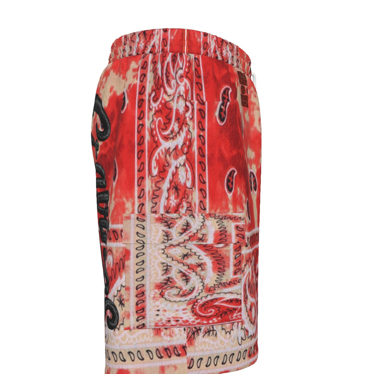 #L8NC - Red Bandana Wash Cargo Shorts
