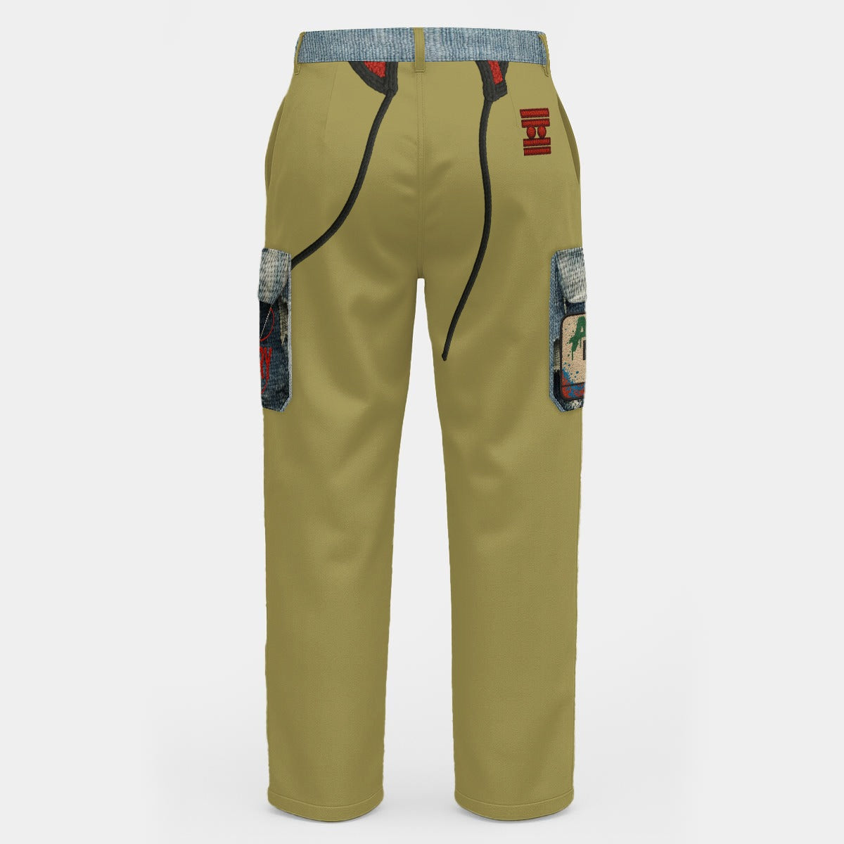 #L8NC - Wipe Your Mouth Khaki Denim Print