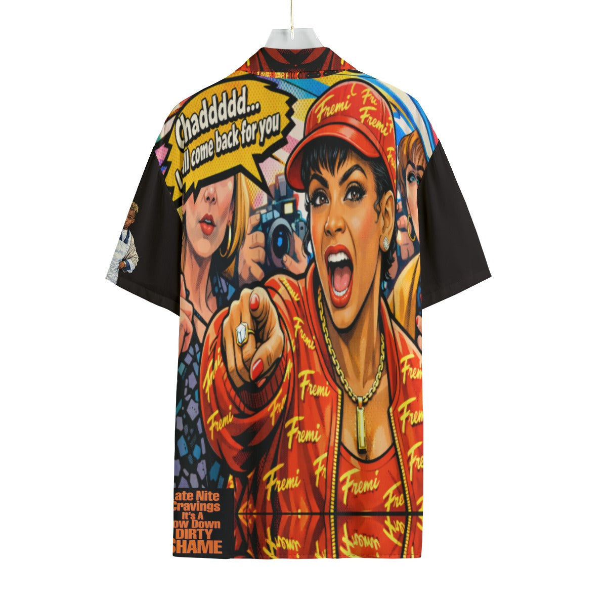 #L8NC - Low Down Dirty Shame Men’s Retro Comic Graphic Button Up Shirt | 90s Pop Art Summer Shirt