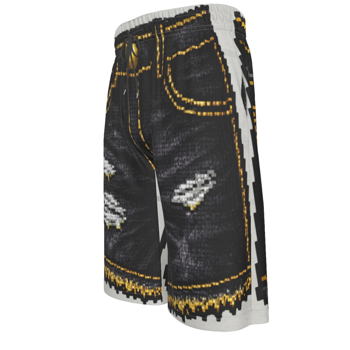#L8NC - Pixel Denim Illusion Long Shorts BLK