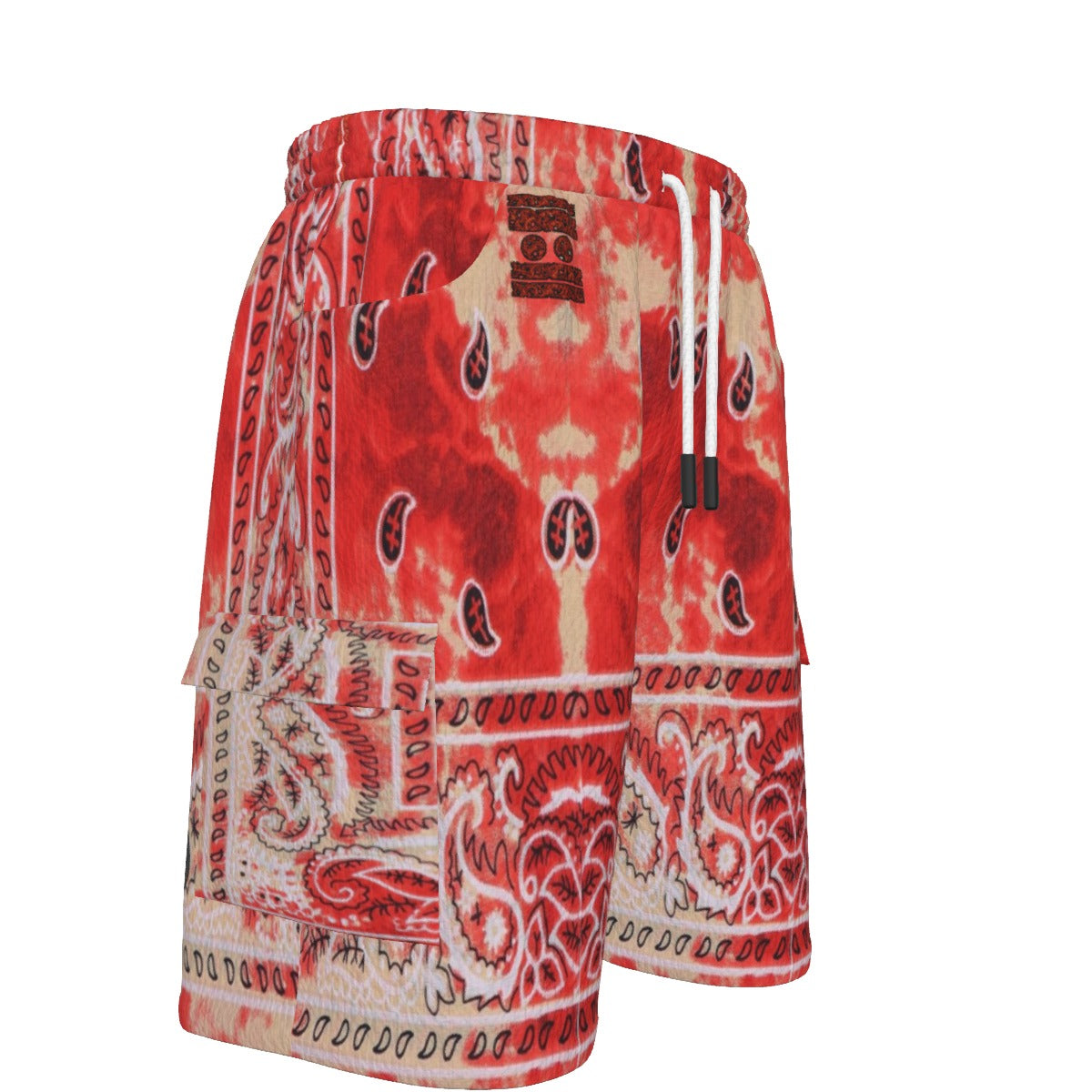 #L8NC - Red Bandana Wash Cargo Shorts