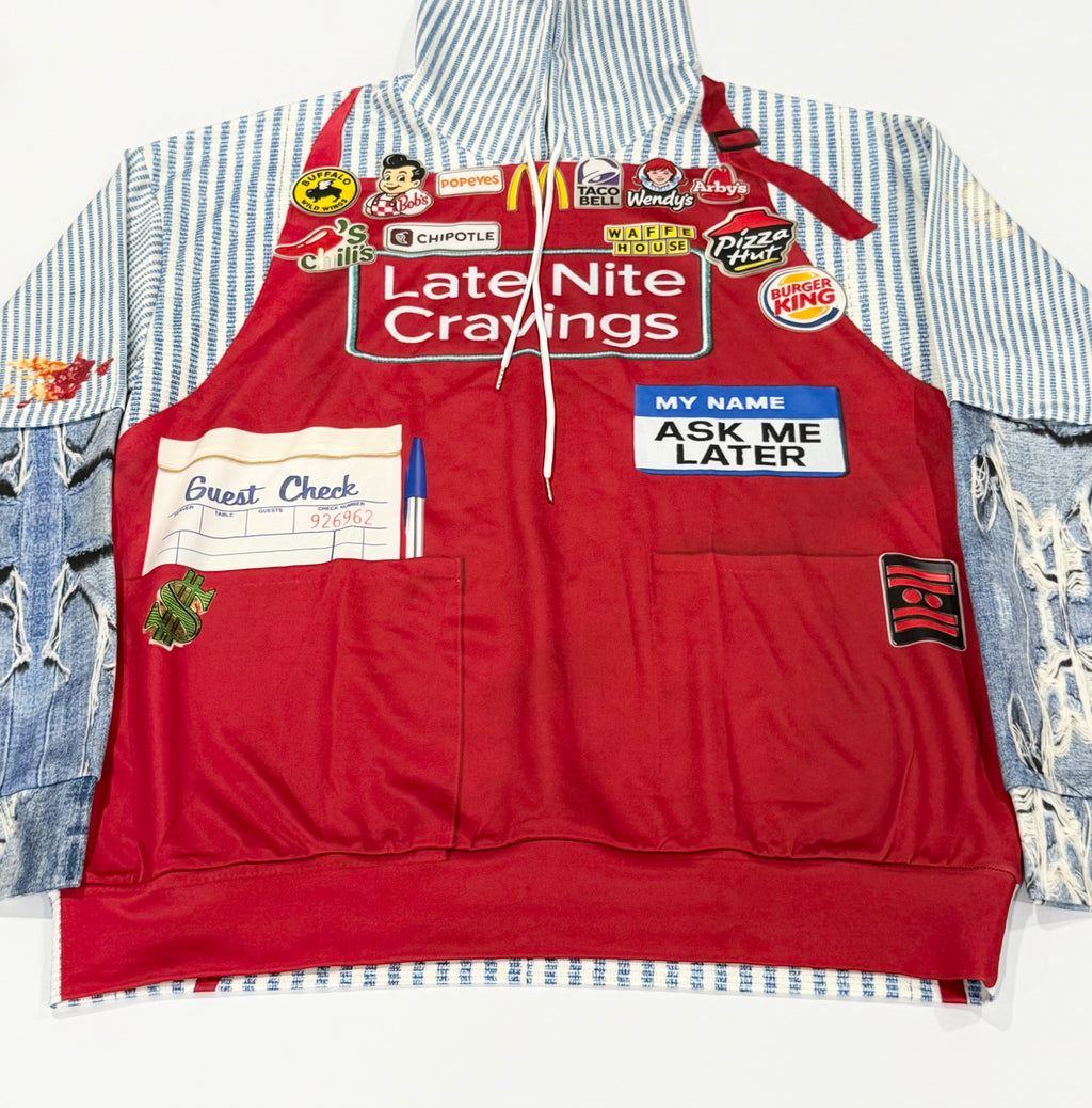 #L8NC - Want Fries With That Patchwork Pullover Hoodie