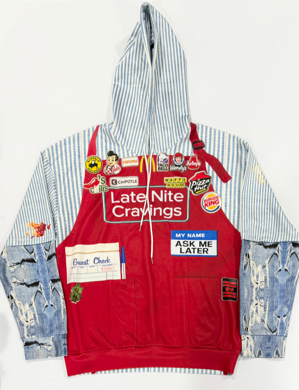 #L8NC - Want Fries With That Patchwork Pullover Hoodie