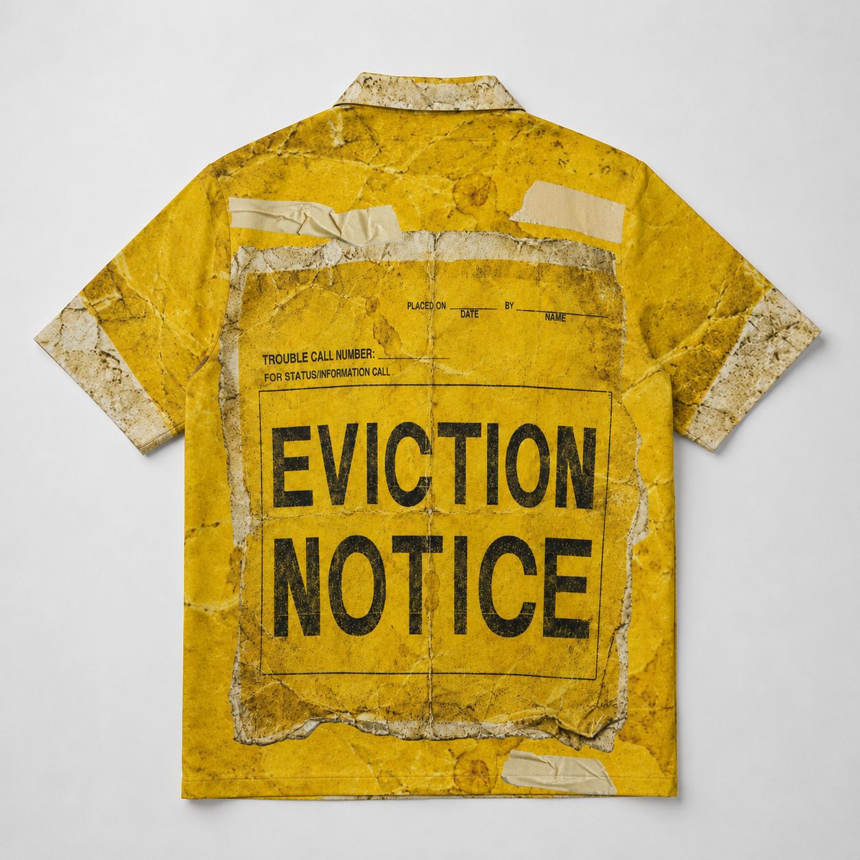 #L8NC - Men's Eviction Notice Graphic Hawaiian Shirt | Digital Print Camp Collar Shirt | Streetwear Button-Up