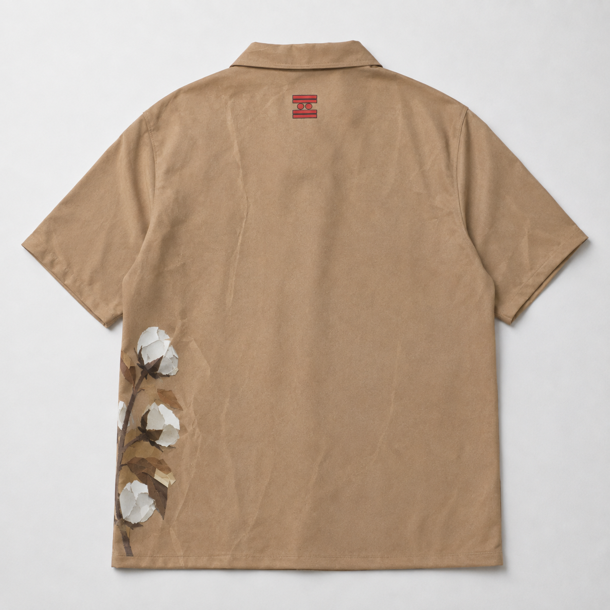 #L8NC - Men's African Cotton Field Graphic Shirt | Brown Paper Bag Art Camp Collar Button-Up | Hawaiian Shirt