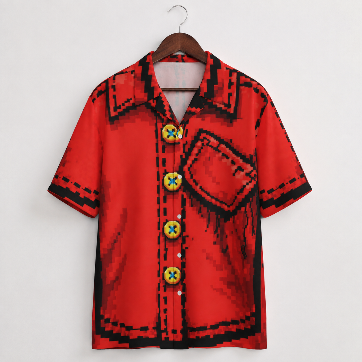 #L8NC - Men's Cartoon Button-Up Hawaiian Shirt | Pop Art Camp Collar Shirt | Digital Print Streetwear Shirt