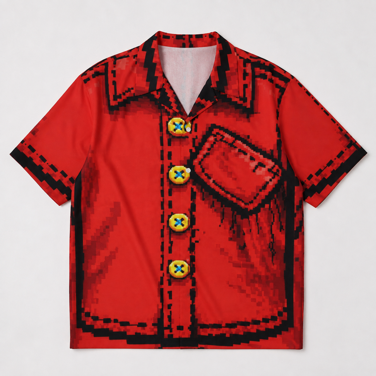 #L8NC - Men's Cartoon Button-Up Hawaiian Shirt | Pop Art Camp Collar Shirt | Digital Print Streetwear Shirt