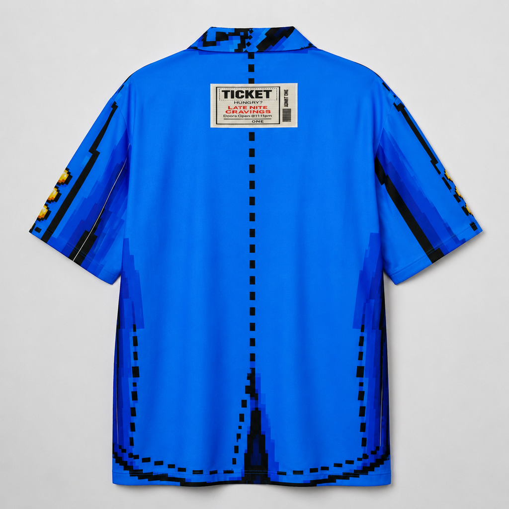 #L8NC - Men's Blue Cartoon Button-Up Hawaiian Shirt | Pop Art Camp Collar Shirt | Digital Print Streetwear Shirt