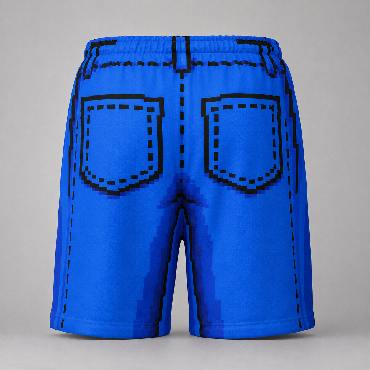 #L8NC - Men's Pixel Denim Casual Shorts | Retro 8-Bit Graphic Streetwear Shorts | Drawstring Shorts with Zipper Pockets