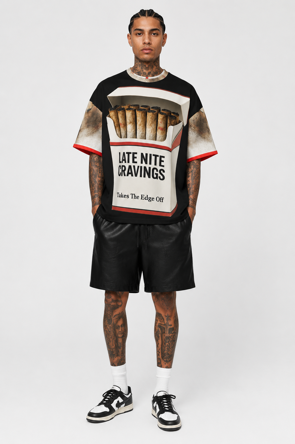#L8NC - Men's Got A Light T-Shirt Drop Shoulder Streetwear Black Tee