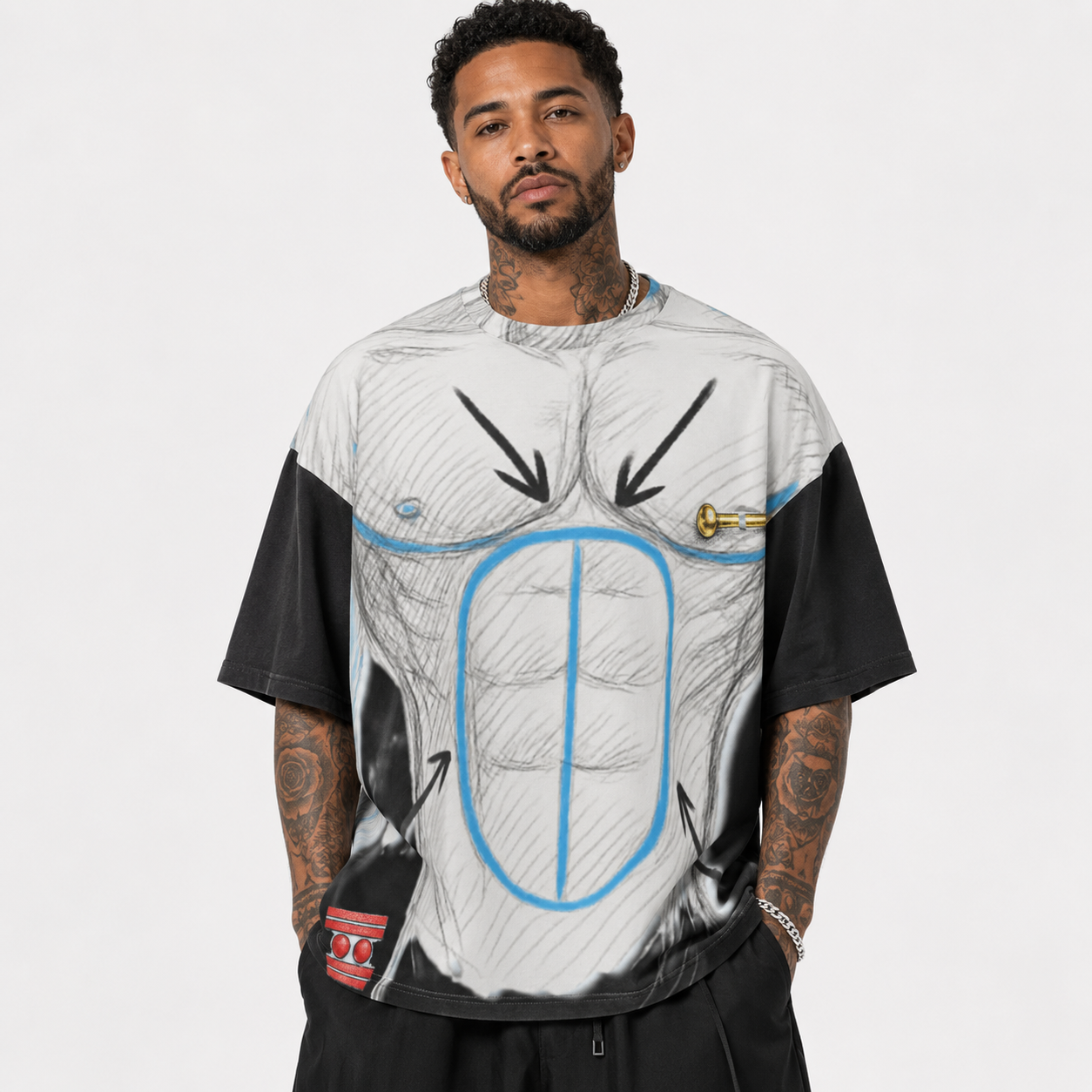#L8NC - Blueprint Body Drop Shoulder T-Shirt | Men’s Oversized Streetwear Tee