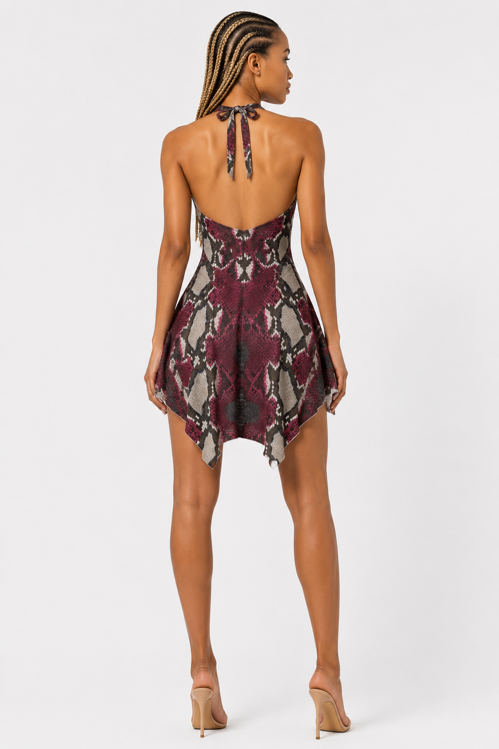Women's 2 Piece Swimsuit Halter Maxi Dress & Bikini Bottom Crimson Serpent 2-Piece Bathing Suit
