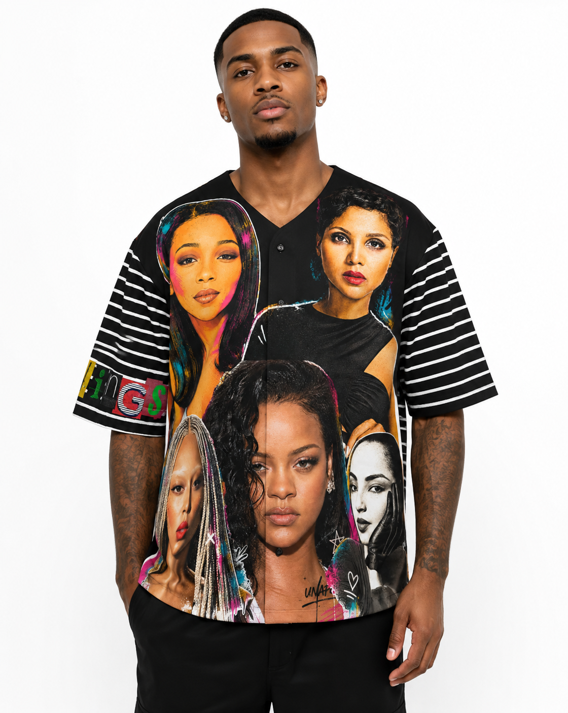 #L8NC - R&B Divas Men's Athletic Black T-Shirt Baseball Jersey