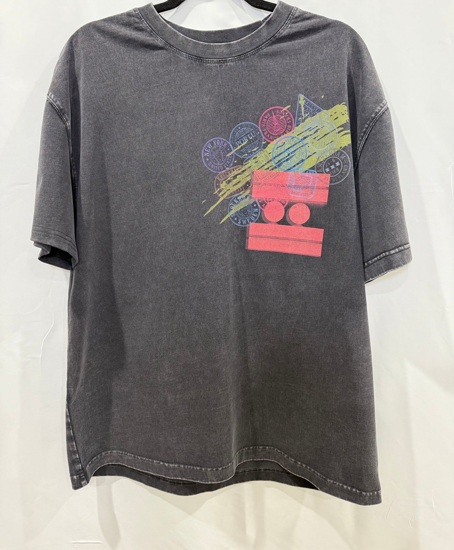 #L8NC Oversize Tour Merch T-Shirt - Grey Snow Wash