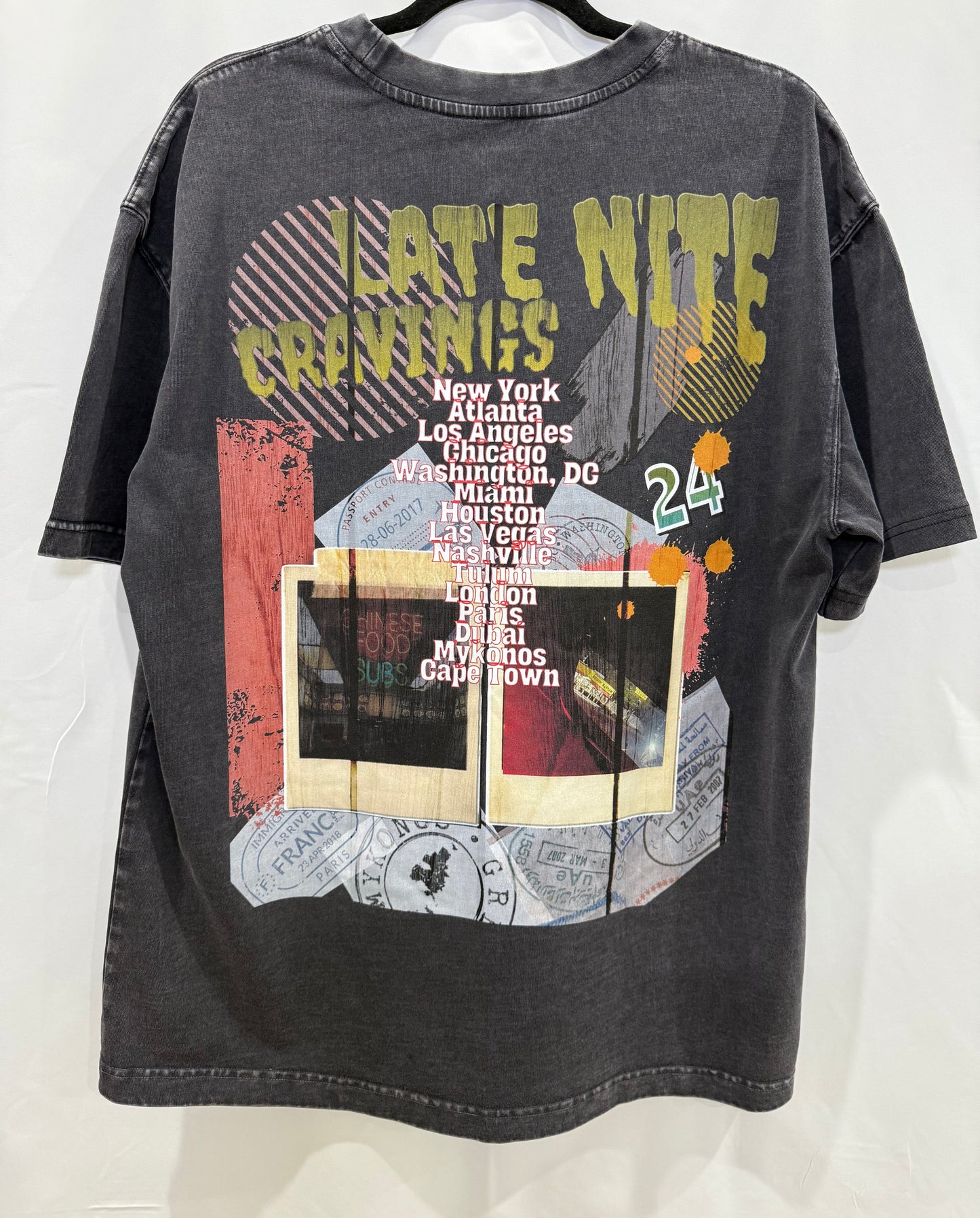 #L8NC Oversize Tour Merch T-Shirt - Grey Snow Wash