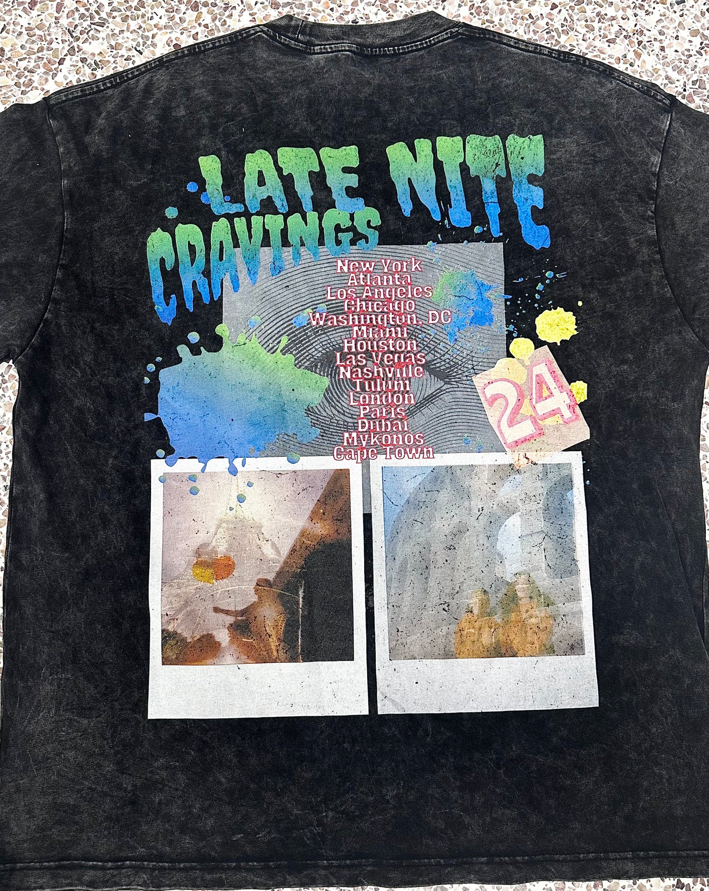 #L8NC Acid Wash Oversize Tour Merch T-Shirt - GREEN