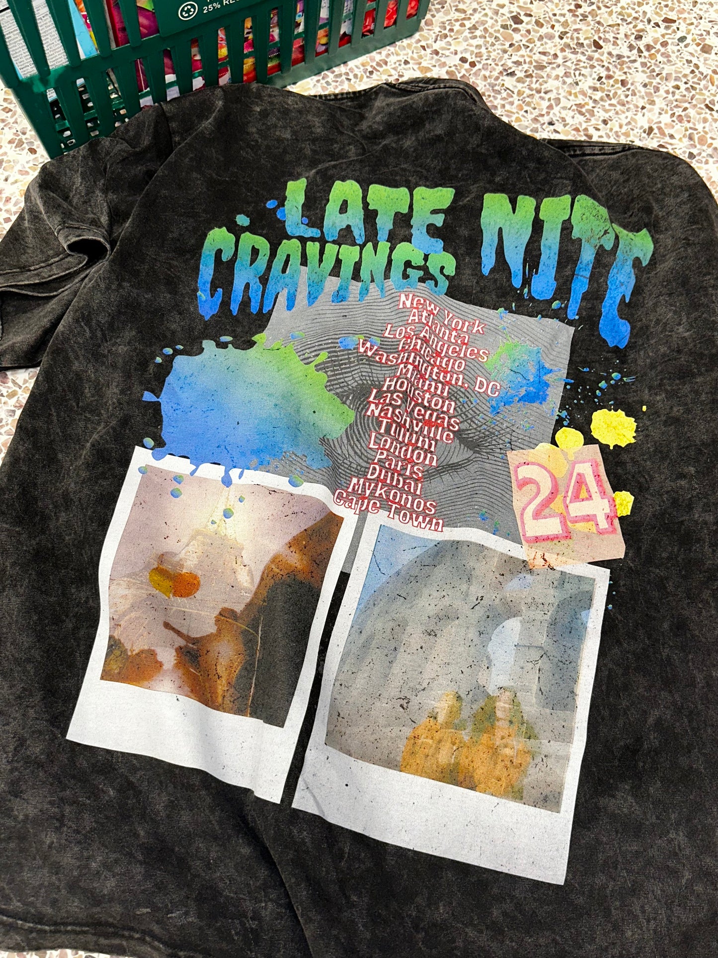 #L8NC Acid Wash Oversize Tour Merch T-Shirt - GREEN