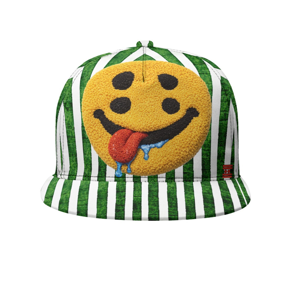 #L8NC - Happy Dazed Flat-Brim Baseball Cap | Green & White Streetwear Hat