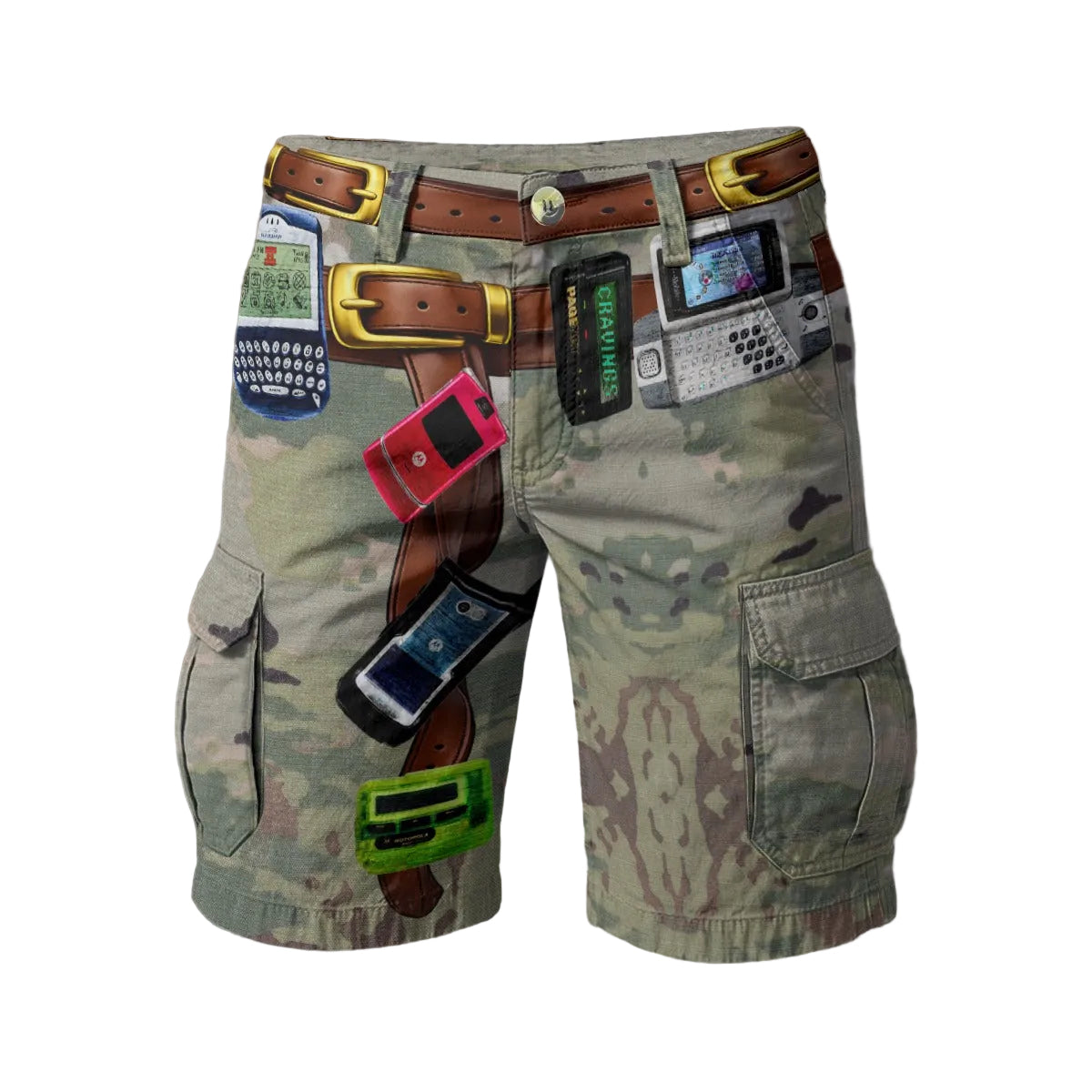 #L8NC - Tech Y2k Men’s Cargo Shorts | Retro Graphic Camo Shorts